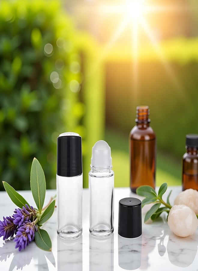 Sluswallow 2 Pcs Black Clear Empty Glass Essential Oil Roller Bottles Vials Containers Refillable Roll-on Bottles, 30ML Refillable Cosmetic Containers Refillable Containers Tools and Accessories - Image 2